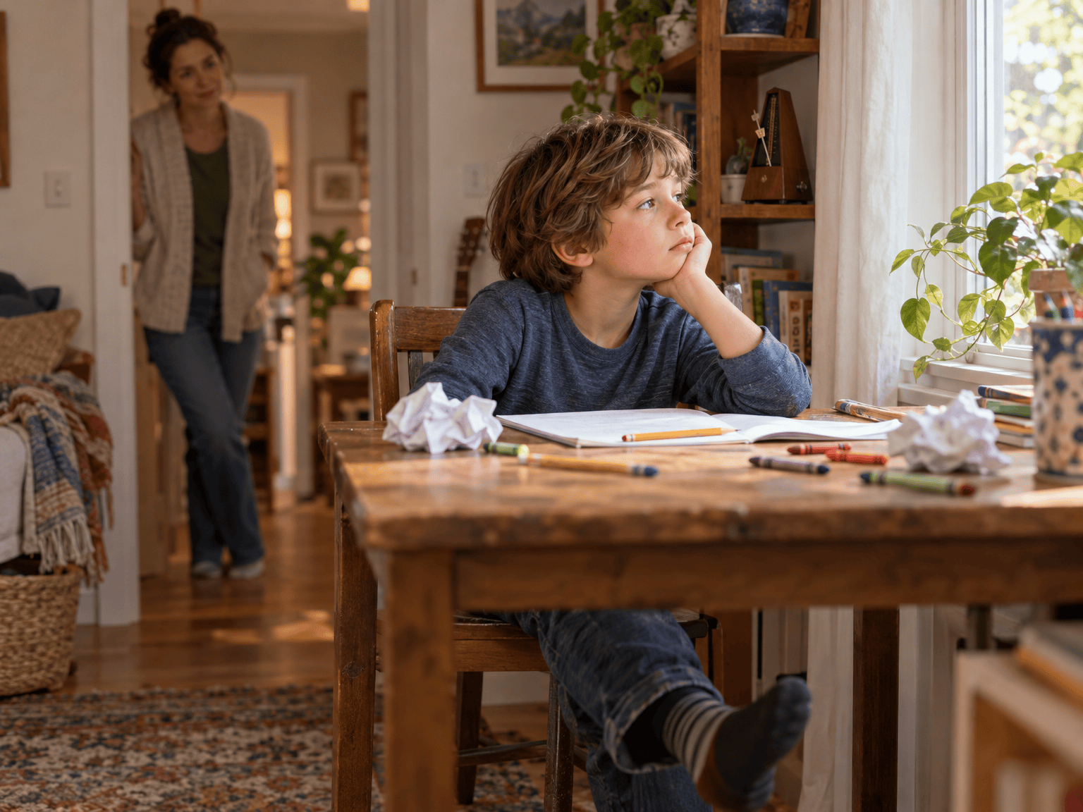 child struggling with focus